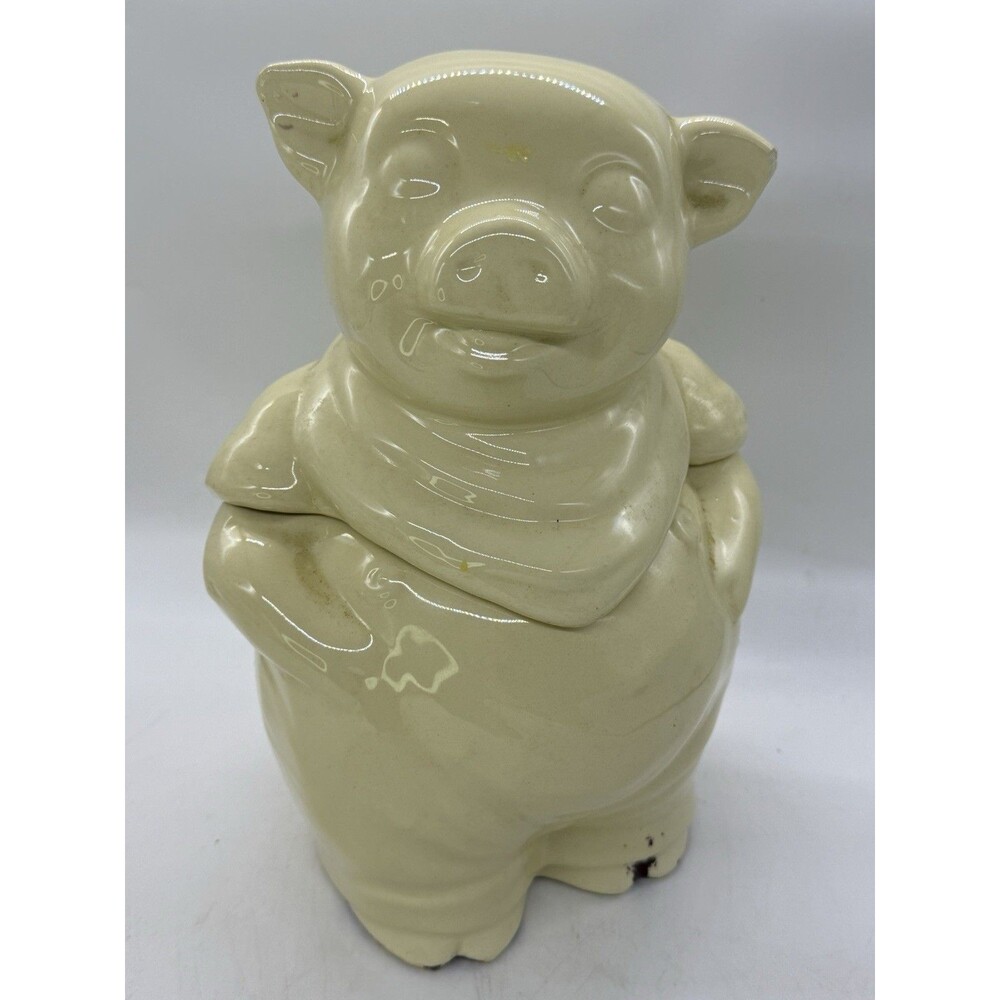 Smiley Pig Cookie Jar 11 1/2”  Vintage Shawnee Pottery